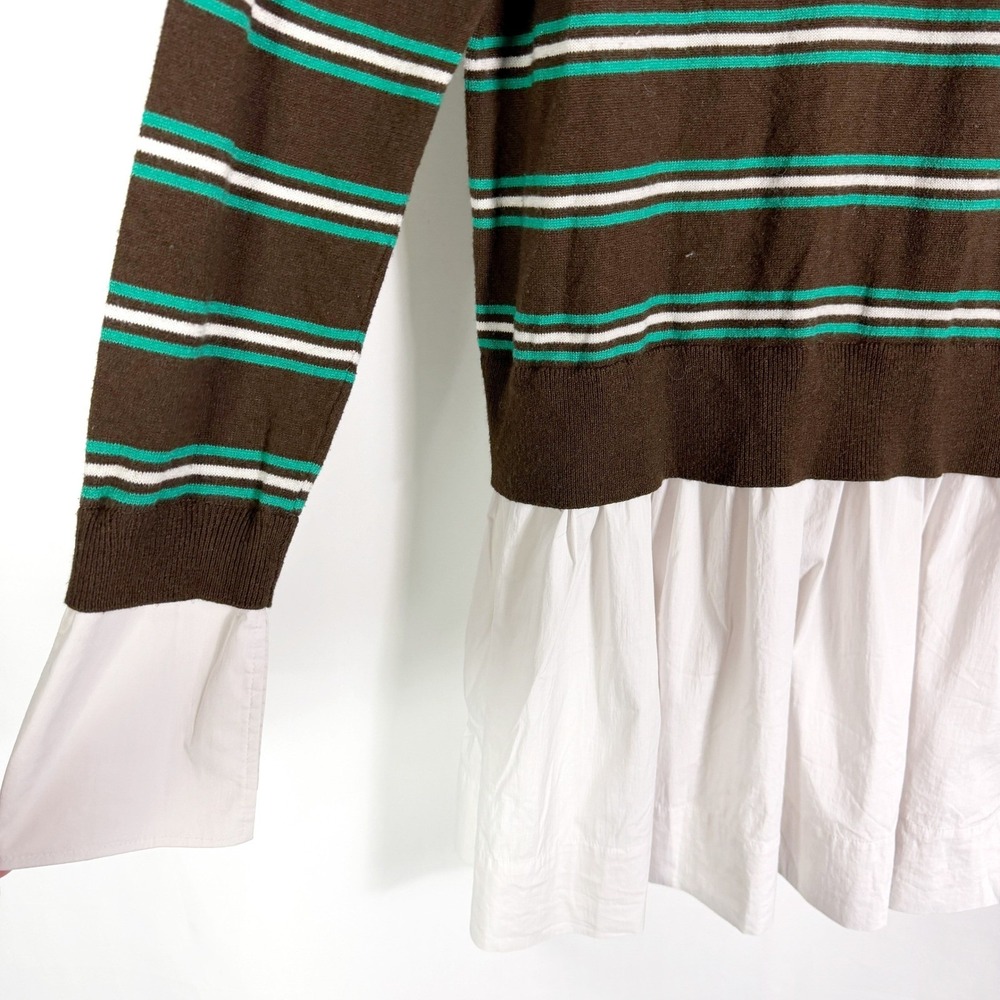 Simon Miller Pip Poplin Combo Dress Brown White Striped Layered Knit Sz S - Picture 5 of 12